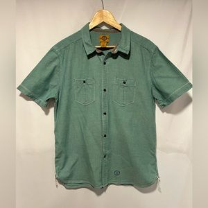 Stapleford Workwear Button Down Shirt Short Sleeve Mens Large Green Cotton